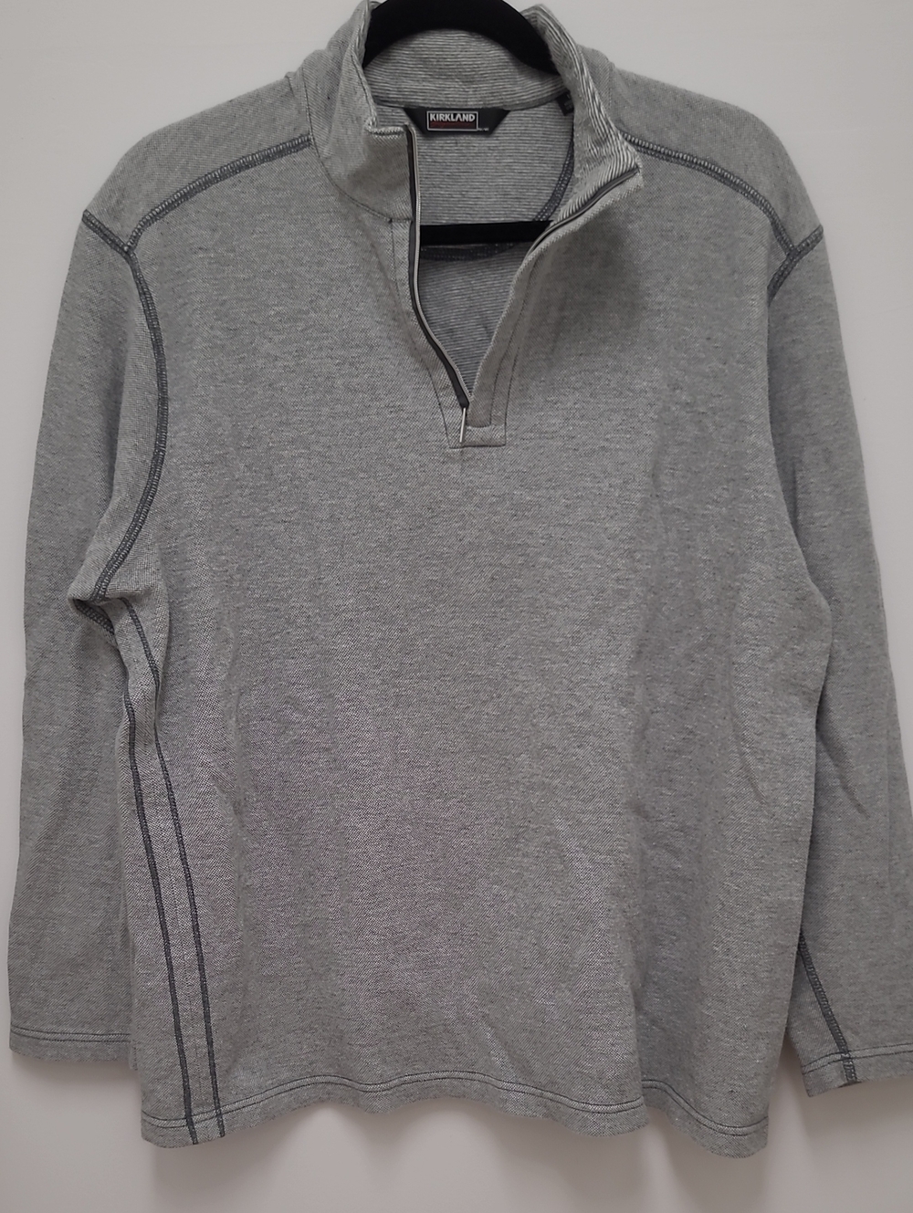 Kirkland Signature Men's Light Gray Half-Zip Pullover